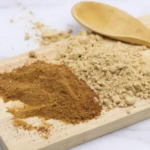 Bulk Coconut Sugar Granulated and Powder on a wooden board