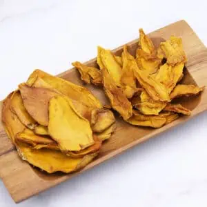 Bulk Dried Mango on a wooden board